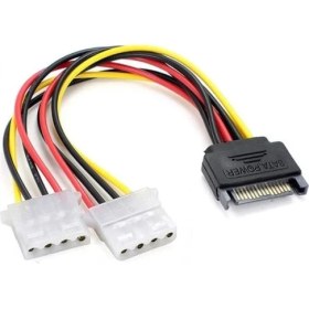 Resim TeknoKapsül 30 cm 15 Pin Sata Erkek To 2x 4 Pin Dişi Molex Kablo 15 Pin Erkek 2x 4 Pin Dişi Molex 30 cm Sata Kablo 