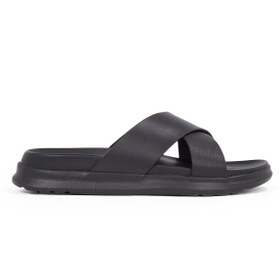 Resim Tommy Hilfiger % 100 Deri Çapraz Çift Bantlı Sandalet Erkek SANDALET FM0FM05358 BDS 