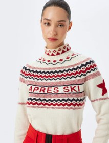 Resim Uzun Kollu Etnik Desenli Boğazlı Yaka Örgü Kazak 