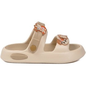 Resim Walkway Ekru Hafif Esnek Eva Taban Unisex Çocuk Terlik 4505 F-p 