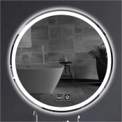 Resim Global Led Mirror 50 cm Dokunmatik Tuşlu Buğu Çözücü Ledli Yuvarlak Banyo Aynası 