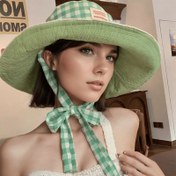 Resim Kadınlar için iki yüzü olan, şık ve rahat yazlık aksesuar, dış mekan moda, plaj kapağı ve tatil loo için mükemmel desenli geniş kenarlı güneş şapkası 