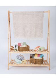 Resim Kyver Sihirli Waffle Desenli %100 Pamuk Peştamal 90x190 Cm Bej 