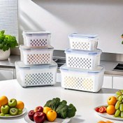 Resim 4'lü Set Buzdolabı Saklama Kutuları - Sızdırmaz Gıda Saklama Kapları - Hava Geçirmez, Üst Üste Yığılabilir Yemek Hazırlama Kutuları - Meyve, Sebze, Et & Tahıl İçin Uygun - Gıda ile Temas Güvenli 