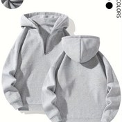 Resim Rahat Pembe Fermuarlı Kapüşonlu Sweatshirt - Yumuşak Polyester, Uzun Kollu, Ön Cebi Olan Modern Minimalist Tasarım, Sonbahar/Kış Konforu İçin İdeal 