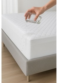 Resim Yatak Alezi Pamuklu Kapitone Fitted Full Kenar Sıvı Geçirmez Yatak Koruyucu Beyaz 