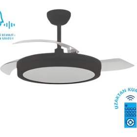 Resim K2 Gizli Kanat Ledli Ses ve Kumanda Kontrollü Tavan Vantilatörü Siyah KCF306 