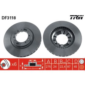 Resim Ön Fren Diski 276Mm Takım Mıtsubıshı L200 4Wd 2006-2010 Trw 