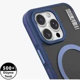 Resim Youngkit iPhone 16 Pro Uyumlu Kılıf Magsafe ile Uyumlu Youngkit Rock Sand Serisi Kapak Mavi 