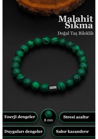 Resim Erkek Sıkma Malahit Bileklik Kadın Bileklik 8 Mm Bt042 Yeşil 