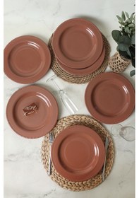 Resim Keramika Kahverengi Bella Servis Tabağı 27 Cm 6 Adet 605 Kahverengi 