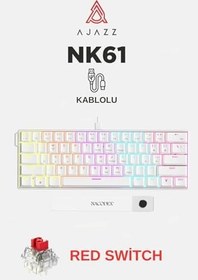 Resim Coverzone 61 Tuş Mekanik Gaming Klavye Kablolu Red Switch Hot-Swap RGB Aydınlatmalı Kompakt 60% Düzen Type-C USB N-Key Rollover Oyuncu Klavyesi Windows Android Uyumlu | AJAZZ NK61 (Beyaz - NK61) 
