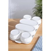 Resim UltraNova Şık 7 Parça Porselen Kahvaltılık Seti, Kapaklı, Dayanıklı ve Estetik 