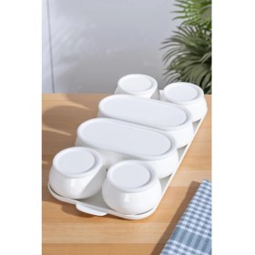 Resim UltraNova Şık 7 Parça Porselen Kahvaltılık Seti, Kapaklı, Dayanıklı ve Estetik 