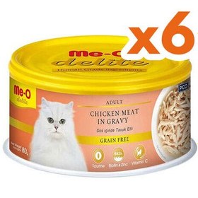 Resim Me-O Delite Tavuk Etli ve Soslu Tahılsız Kedi Konservesi 80 Gr x 6 Adet 
