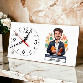 Resim En Başarılı Erkek Rehber Öğretmen Karikatürlü Masa Saati 
