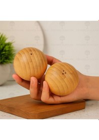 Resim Mien 2li Bambu Yuvarlak Tuzluk Biberlik Ahşap 