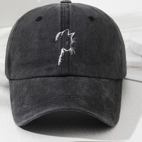 Resim Unisex Vintage Kedi Kulaklıklı Beyzbol Şapkası - Ayarlanabilir Hafif Polyester Güneş Koruma Şapkası, Nefes Alabilir ve Rahat, Açık Hava Sporları, Günlük Giyim, Siyah Beyaz Kedi Tasarımı ile, Açık Hava Sporları Şapkası | Ayarlanabilir Başlık | Dayanıklı Başlık 