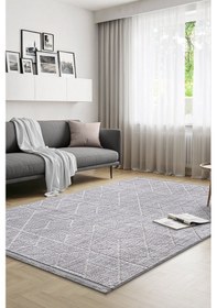 Resim Yalın Bukle Salon Halısı Hav Vermez Mutfak Halısı Çocuk Odası Halısı Koridor 5579 Gri Gri Gri 