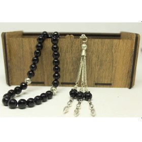 Resim Yaşamtohumu Onix (Oniks) Taşı Tesbih Faset Kesim 8Mm Ahşap Kutulu 