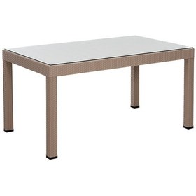 Resim Rattan 90x150 Camlı Cappucino Masa - Bahçe&balkon&teras Cappuccino 