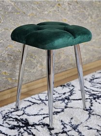 Resim Kare Krom Kaplama Konik Ayaklı Tabure - Oturak - Bar Taburesi - A Çok Renki 