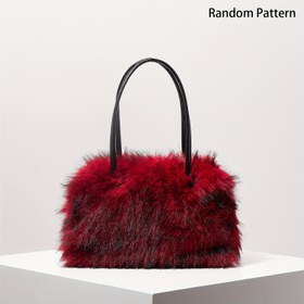 Resim Sonbahar ve Kış İçin Peluş Tek Omuz Çantası, Şık Bordo Çanta, Şık Parti Akşam Çantası, Y2K Koltuk Altı Çantası, Kadınlar İçin Zarif Kare Çanta ve PU Çift Saplı Cüzdan. 