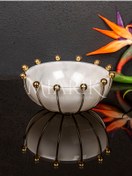 Resim MIARIK DESIGN & DEKORASYON Ahtapot Mermer Pirinç Dekor Kase Gümüş Buyuk Boy 17 Cm 