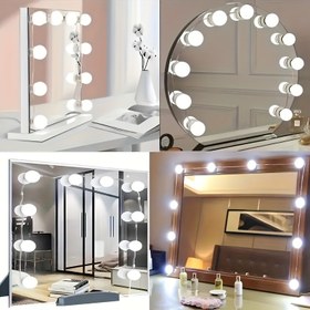 Resim 10/12/14 adet Modern LED Aksesuar Ayna Işıkları, Ayarlanabilir Parlaklık ve Renk, USB Güçlü, 5V USB Kaynak, Yatak Odası, Banyo, Ofis Makyaj Ayna Aydınlatması - Şık Plastik Tasarım, Makyaj Ayna Işıkları 