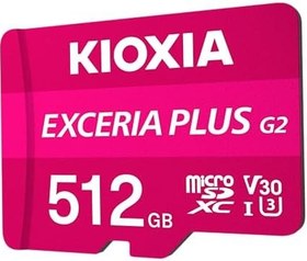 Resim KIOXIA 512GB Exceria Plus G2 Micro SDXC 4K 100/90MB/sn Hafıza Kartı (SD Adaptörlü) 