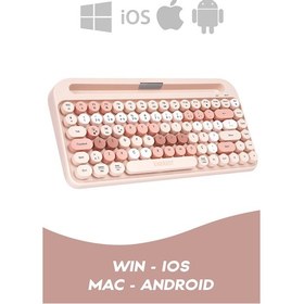 Resim Everest K-98 Latte 2.4G+BT1+BT2 Mac Wın Klavye Pembe 