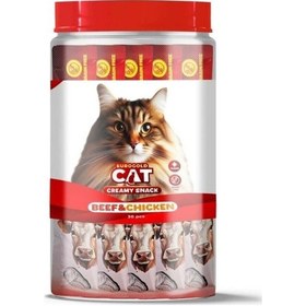 Resim Eurogold Cat Creamy Dana - Tavuk Sıvı Kedi Ödül Maması 30 x 15 G 