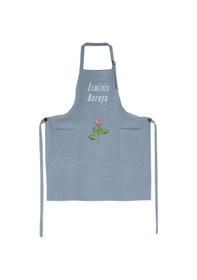 Resim Mutfak Önlüğü Kişiye Ve İsme Özel Nakışlı Mutfak Önlüğü Gül01 Farklı Renkler Mavi 