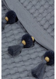 Resim Vionel Home Pamuklu Waffle Desen Ponponlu Çift Kişilik Pike Gri 