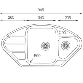 Resim Ukinox Lotus LT915 Modeli 1.5 Gözlü Köşe Paslanmaz Çelik Dekorlu Eviye 