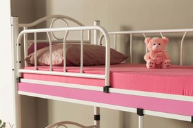 Resim Argimo Zümrüt Bebek Çocuk Odası Ahşap Başlıklı Metal Beyaz Pembe Ranza ve Karyola - 70x130 