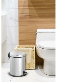 Resim 30 Lt Amortisörlü Çöp Kovası Metalik Gri 