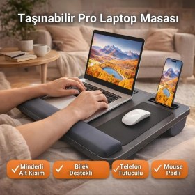 Resim Coofbe Taşınabilir Telefon ve Tablet Bölmeli Minderli Laptop Sehpası Notebook Bilgisayar Çalışma Masası 
