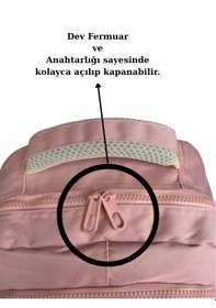 Resim Astral Makeit 3 Lü İlkokul Çanta Seti Cüzdanlı & Ayıcık Anahtarlıklı Şık, Eğlenceli Ve Fonksiyonel Kod-04555 Pembe 