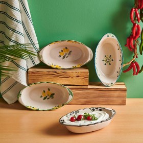 Resim İpek Oval Servis Tabağı - Asorti - 26x15x6 cm 