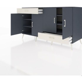 Resim Kronos Konsol 5 Raflı 2 Çekmeceli 4 Kapaklı 176x59x99 Antrasit-an Antrasit-antrasit/aytaşı 