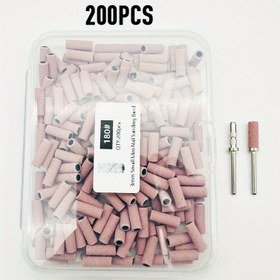 Resim 200 adet Mini Zımpara Bantları ile 2 adet Tırnak Matkap Ucu 3, 1mm Tırnak Zımpara Bantları Tırnak Sanatı Taşlama Tırnak Sanatı Aracı #180 