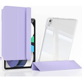 Resim İpad Air 13 2024 Kılıf Magnetik Ayrılabilen Aihttgli Uyumlu Zore Sliding Tablet Kılıfı-lavender Tablet Kılıfı 