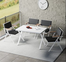 Resim Akira Mutfak Masa Beyaz Siyah 