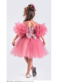Resim Ponpon Tak Çıkarlı Kız Çocuk 4 Parça Elbise - 3/10 Yaş - 31535 Pudra Pembe 