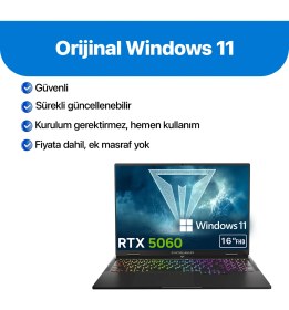 Resim CASPER Excalibur G915 i7-13620H 16GB 1TB 8GB RTX5060 165Hz 16" W11H Gaming Laptop G915.1362-BF60A-C 