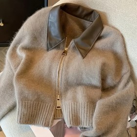 Resim Kadınlar İçin Şık Yaka Detaylı Çift Fermuarlı Hırka - Yumuşak Uzun Kollu Tek Renk Kazak, Tüm Mevsimler İçin Elde Yıkanabilir Gündelik ve Resmi Giyim Aksesuarı, Katmanlı Moda, Zarif Örgü, Dayanıklı Triko 