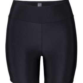 Resim Kadınlar için Yüksek Bel Yüzme Şortları - Esnek Polyester ve Elastan Karışımı, Görünmez, Kabartmalı Dokuma, Makinede Yıkanabilir, Siyah, Yüzme ve Su Sporları için Mükemmel 