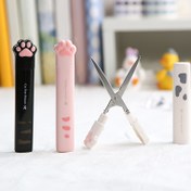 Resim 1 adet Sevimli Kedi Pençesi Mini Makas - Taşınabilir Paslanmaz Çelik, Güvenli Yuvarlak Köşeler, ABS Gövde Siyah, Pembe ve Beyaz - DIY El İşleri ve Ofis Kırtasiye için Mükemmel 