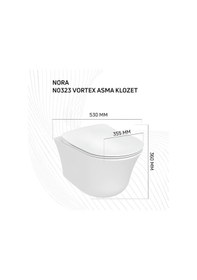 Resim Creavit Nora Vortex Beyaz Asma Klozet No323, Creavit Nora Duck Duroplast Yavaş Kapak Beyaz 